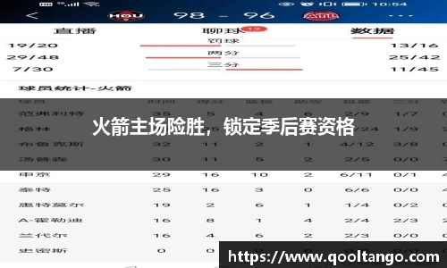 火箭主场险胜，锁定季后赛资格